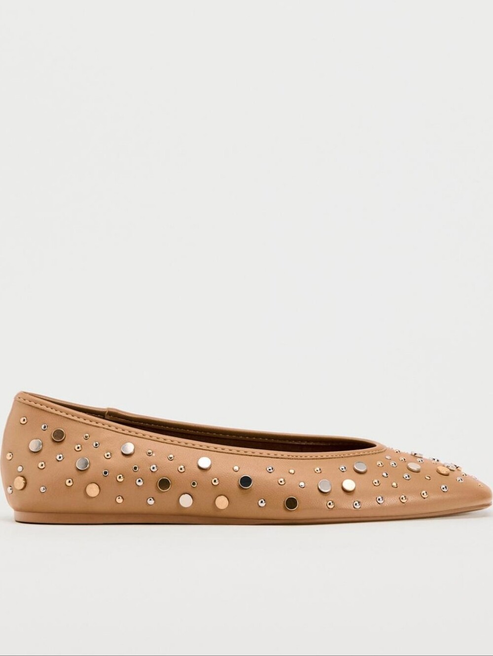Zara Studded Tan Ballet Flats Size 37